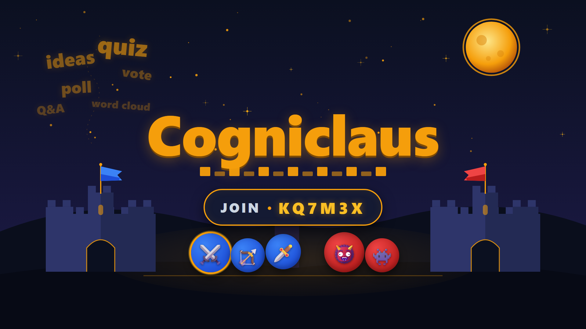 Cogniclaus live classroom engagement — live slides, quiz battles and the Midnight Siege tower battle